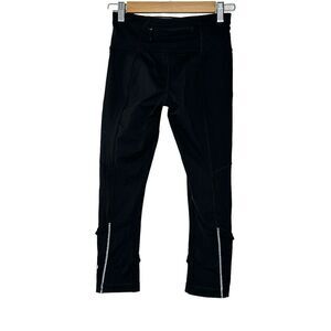 Lululemon Leggings Women's Run Inspire Crop Black Size 4 Inseam 21"‎